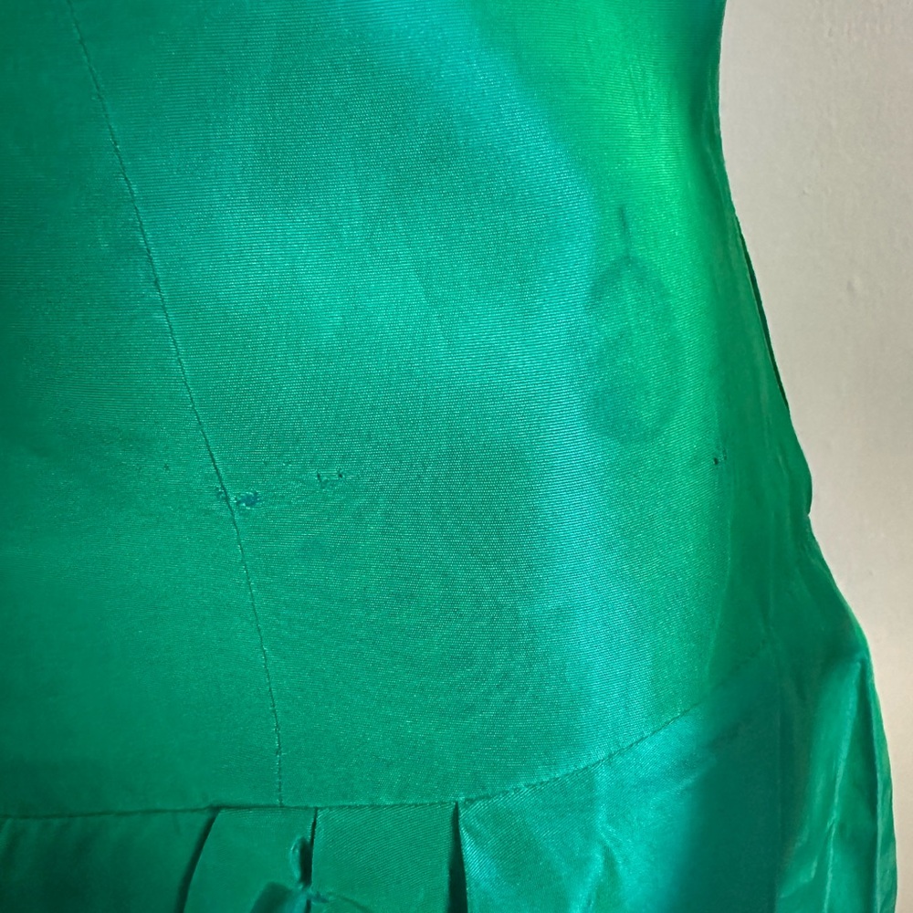 Vtg Emerald Green Ruched Sweetheart Sheath Dress 8 - Picture 8 of 9